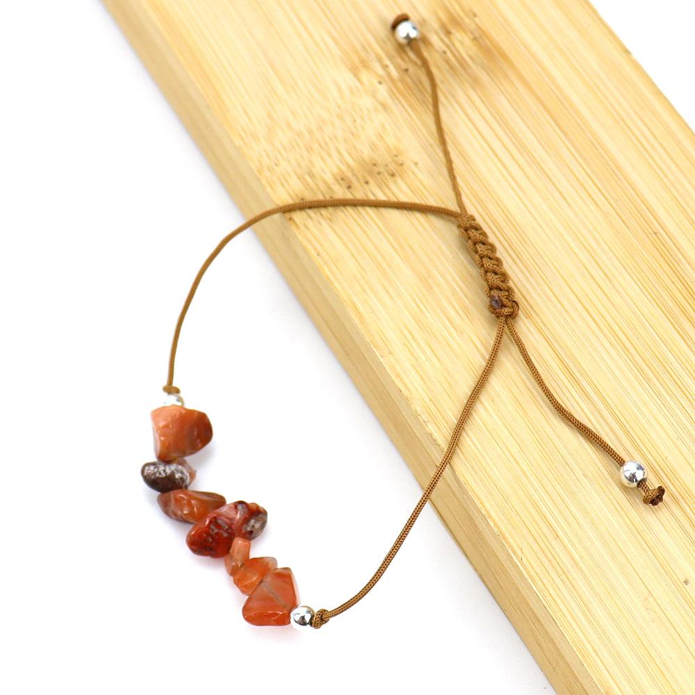 Popular Irregular Gravel Rough Stone Woven Wax Wire Bracelet Bohemian Tiger Eye Amethyst Beach Hand Rope B83