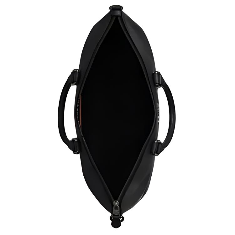 Coach 42 Logo Zip Closure Pebble Leather Briefcase Large Men Briefcase Black CY769-QBBK