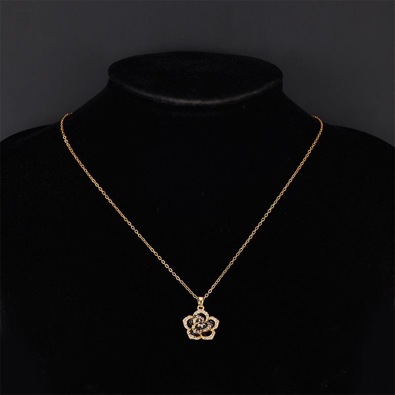 

Ожерелье «Камелия» с бриллиантами, женский дизайн в стиле легкой роскоши, простой кулон с микропаве