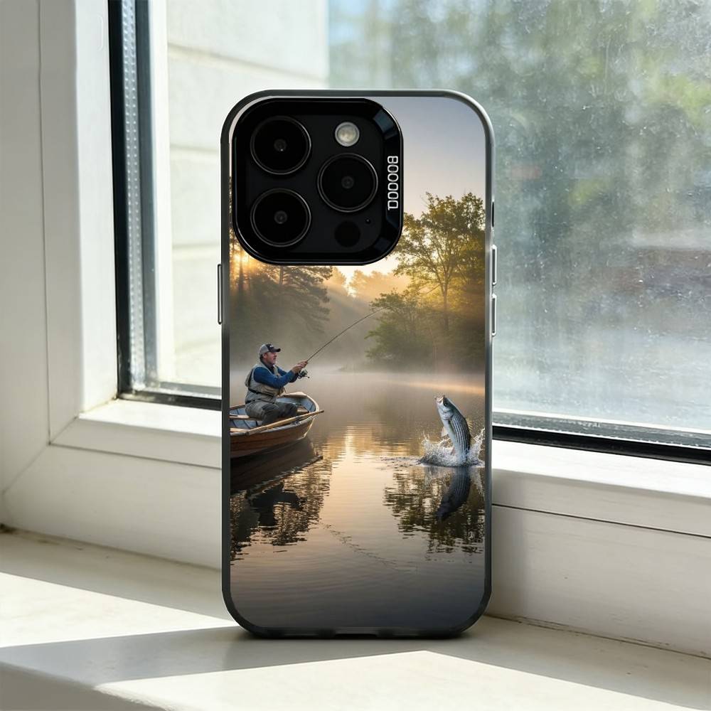 Karpfenfischerei R-Rute Handyhülle Für iPhone 17,16,15,14,13,12,11 Plus,Pro Max,XS,Farbig Silberbeschichtet Innenabdeckung