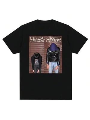 T-shirt à Imprimé Mode Décontracté Col Ras du Cou Crystal Castles Streetwear Manches Courtes T-shirt Femme Coton Homme Femme Haut Décontracté Été