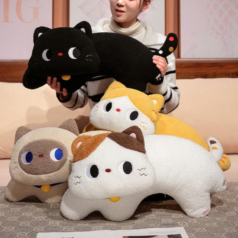 Cute cute black cat throw pillow plush toy doll Siamese cat doll children's company soothing doll