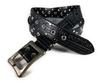 Sealand Long Studded Belt with English Letter Fits Waist Up To 40mm Made In Japan Pattern, 130cm, Wide, Black,