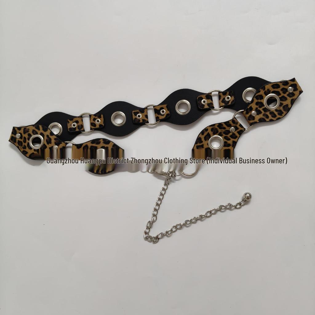 Women's Retro Western Cowboy Style Rivet Belt with Vintage Metal Buckle - Coffee.