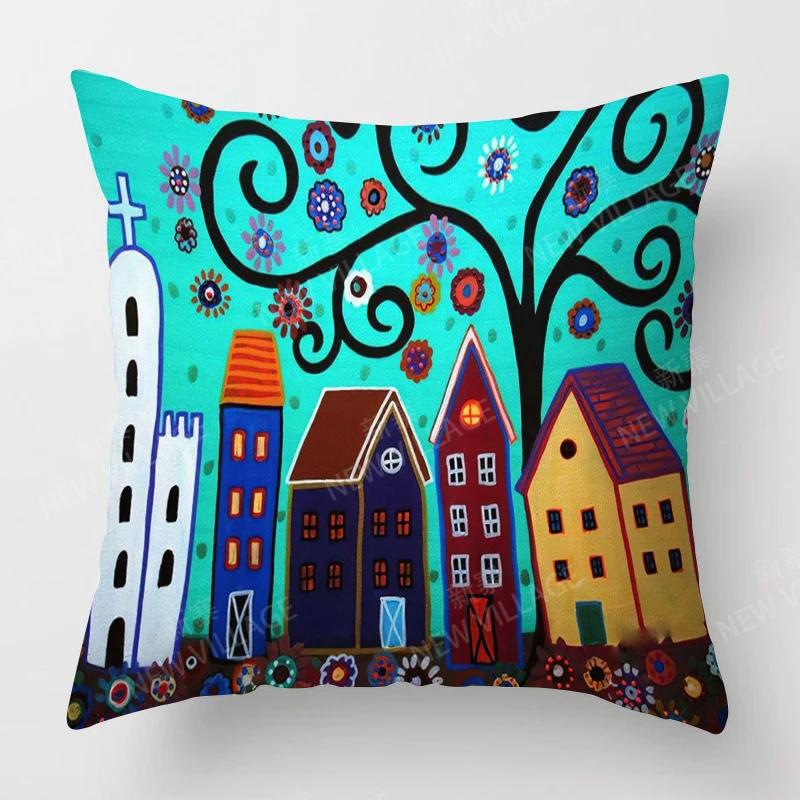 Home Living Room Decoration Cushion Covers Vintage Oil Painting Style Throw Pillow Cover45*45 Pillowcase 40x40cm 50x50 45x45