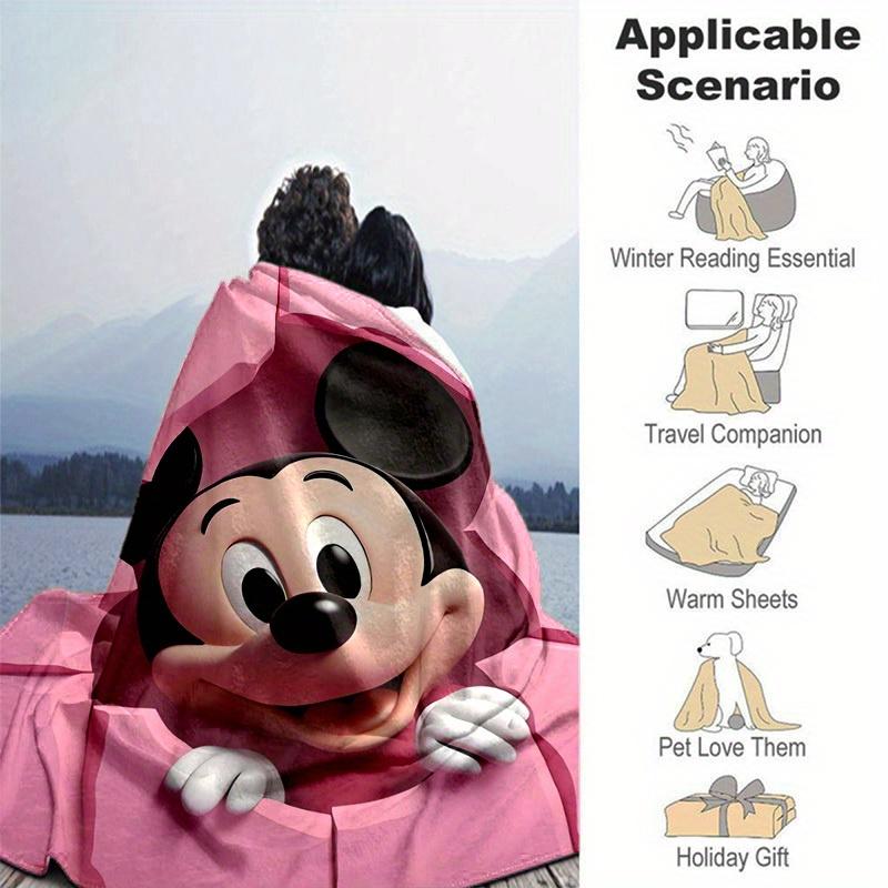 1pc Mickey Mouse Pink Blanket Home Decor, Couch Throw, Outdoor, Gift for All Occasions, Flannel Coverlet, Bedroom, Living Room, Travel