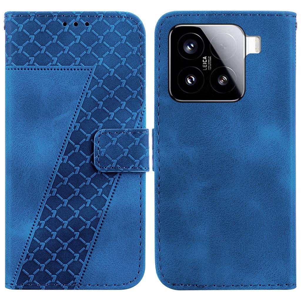 For Xiaomi 15 Stand Case 7-Shaped Pattern Imprint Leather Phone Cover