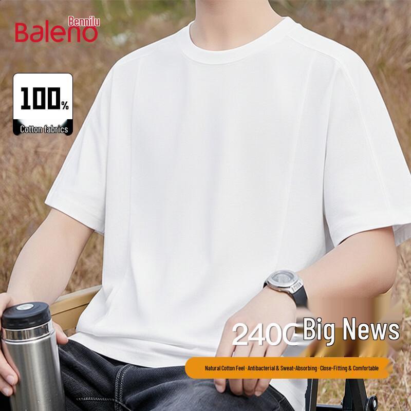 

Baleno Men s Summer Pure Cotton Loose Short Sleeve T-Shirt L