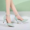 Summer new sexy high heels femininity elegant versatile pointed hollow single shoes fashionable one-word buckle sandals