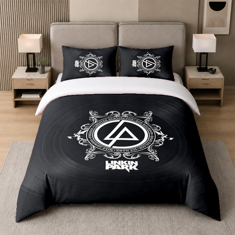 Set Biancheria da Letto 3 Pezzi Linkin Park Lenzuolo Morbido e Due Federe Decorazione Camera da Letto