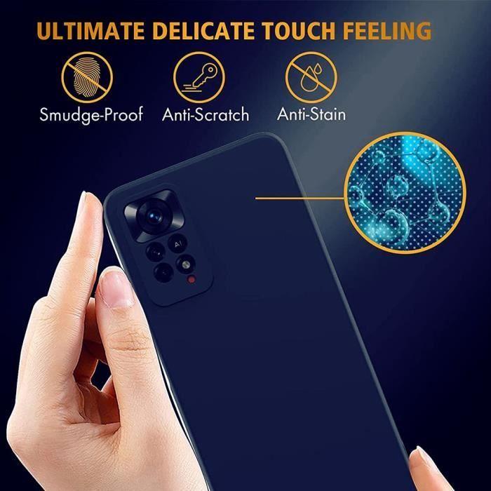 Coque - E.F.CONNECTION - pour Xiaomi Mi 11 Pro - Silicone Bleu Marine - Anti-choc - 2 Vitres Verre Trempé