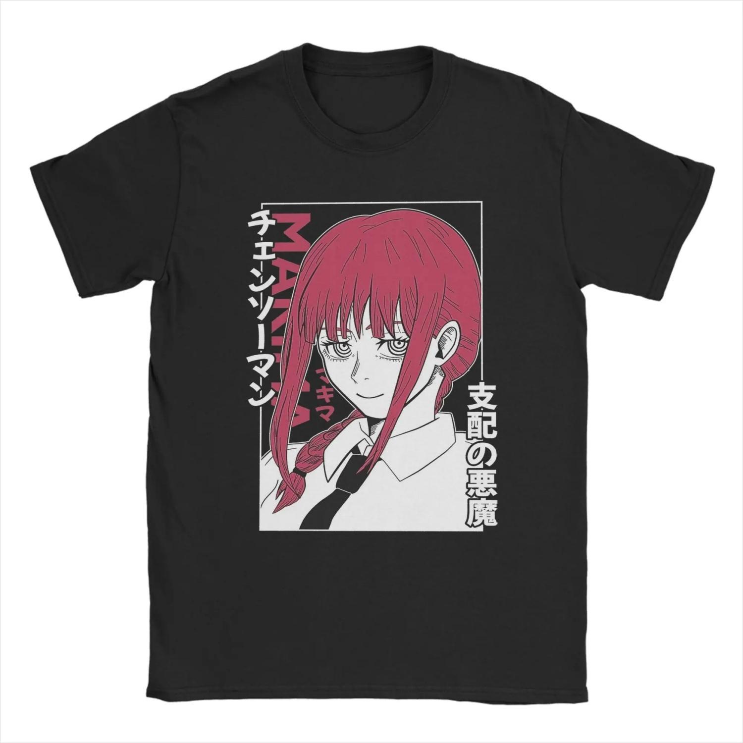 

Makima Japanese Anime Chainsaw T Shirt Summer Cotton T-Shirts s Harajuku Pattern Tshirt Short Sleeve Streetwear Clothing S чёрный