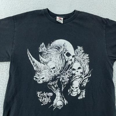 Vtg Ecko Unltd. T-Shirt Mens Small Black Rhino Skull Art Streetwear Hip Hop Tee
