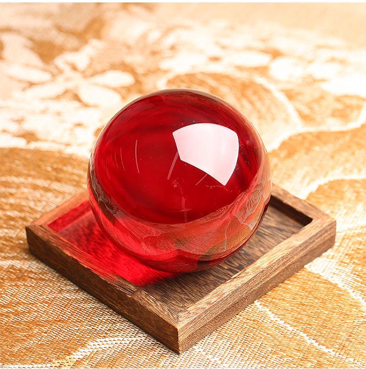 Lucky Bead Transfer Crystal Ball Ornament, Transparent Yellow & White Decorative Handicraft.