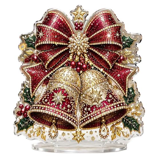 Indoor Winter Holiday Decorations Christmas Faux Diamond Painting Tabletop Ornaments, Beginner-Friendly DIY Acrylic Rhinestone Art Decor Craft