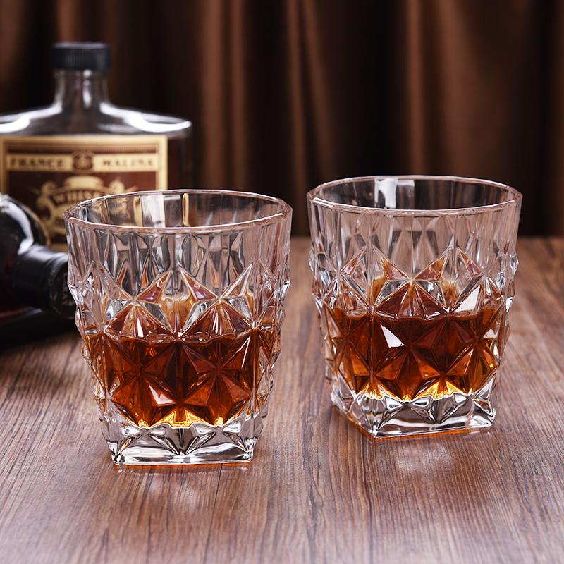 330ml/380ml European Style Relief Glass Cup Modern Luxury Cocktail Whiskey Glasses High End Transparent Juice Cold Drink Mugs