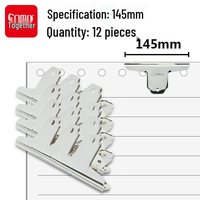 COMIX 145mm Mountain-Shape Iron Document Clips, 12-Pack