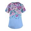 Dames Leuke Stippenprint Werkkleding V-hals Dubbele Laag Zakken Basic Top met Korte Mouwen Pullover