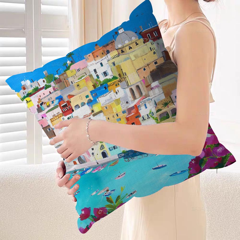 Španělsko Pobřeží Amalfi Krajina Povlaky na polštáře Domácí lůžkoviny Dekorativní povlak na polštář Svatba Super měkký povlak na polštář