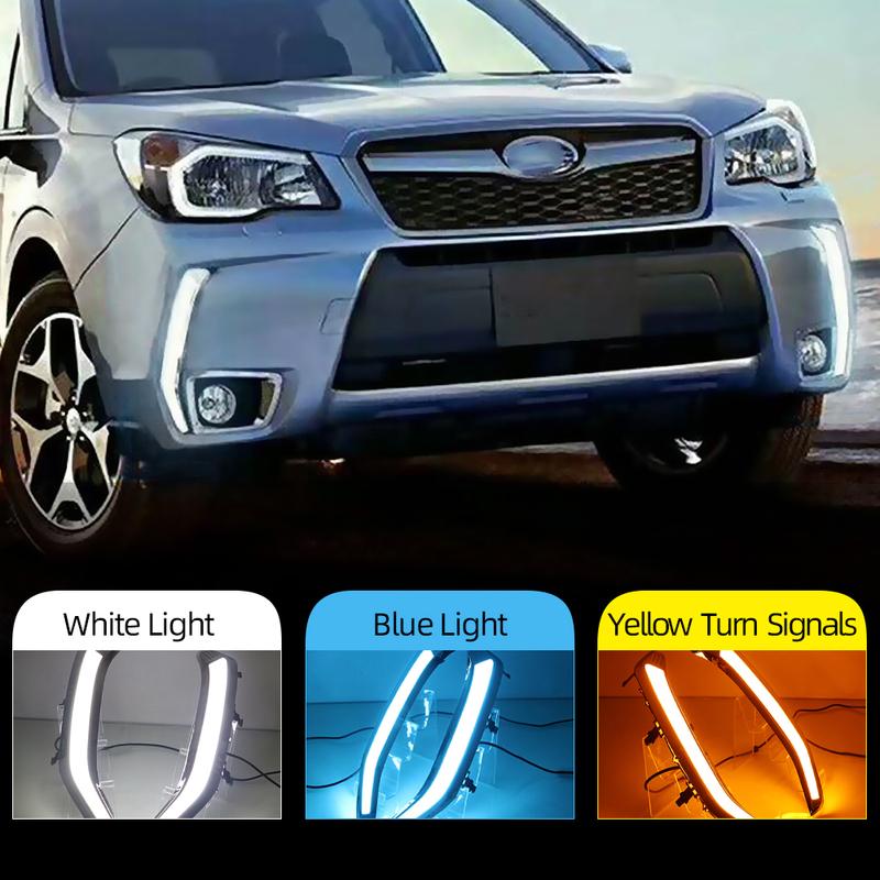 Car Flashing 2Pcs LED Daytime Running Light DRL Turn siganl with night blue for Subaru Forester 2013 2014 2015 2016 2017 2018
