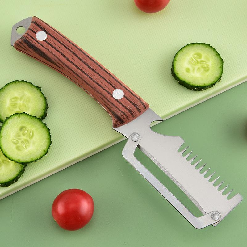 3-in-1 Wellenschäler Premium Gemüseschäler mit Frühlingszwiebel-Schneider und Flaschenöffner Küchenwerkzeug