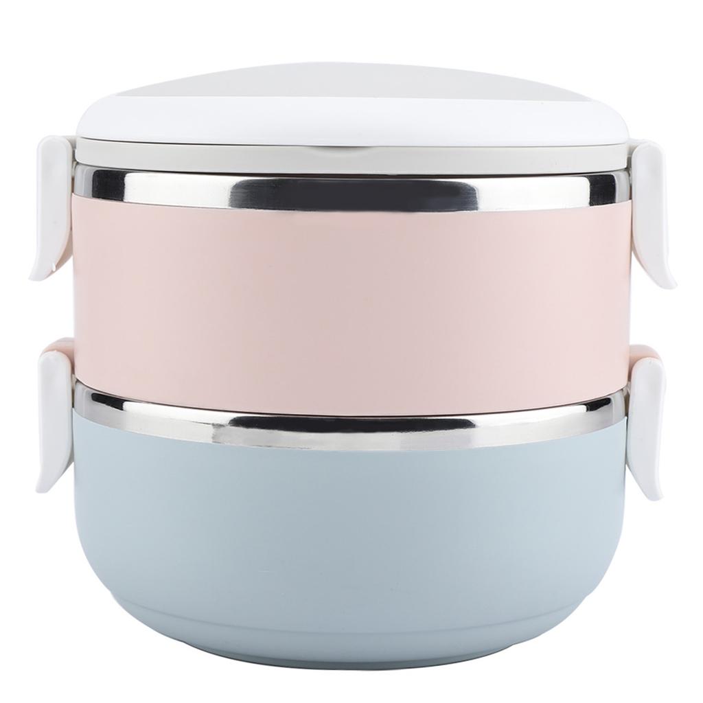 Tragbarer Lunchbox-Behälter aus Edelstahl, Bento-Box, Lebensmittelbehälter (2 Schichten 1400ml)