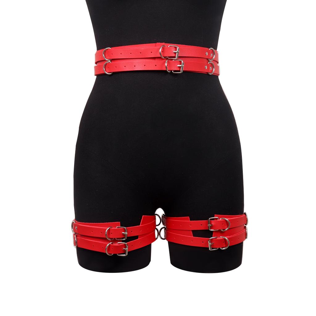 Women Sexy Leather Thigh Garter Belt Gothic Waist Connect Leg Straps BDSM Leg Harness Bondage Hip Belt Fetish Erotic Clothing