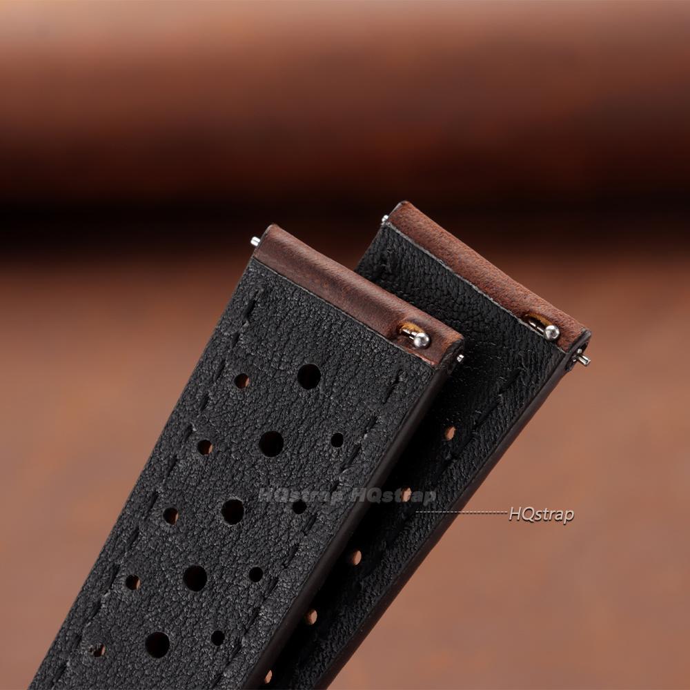 Breathable Cowhide Watch Strap 18mm 19mm 20mm 21mm 22mm 24mm Retro Leather Wristband for Seiko WatchBand Quick Release Bracelets