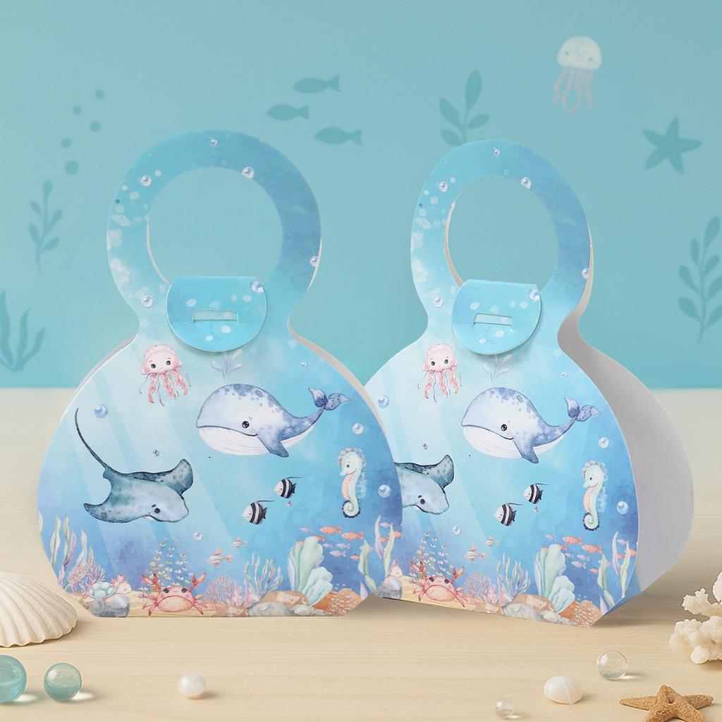 Undersea Animals Hand-held Box Happy 1st Birthday Party Decor Kids Favors Gift Packaging Box Under the Sea Baby Shower Supplies