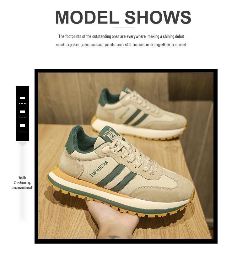 Putian Men's Thick-Soled Leather Sneakers - Trendy Autumn Running & Casual Shoes for Teens 