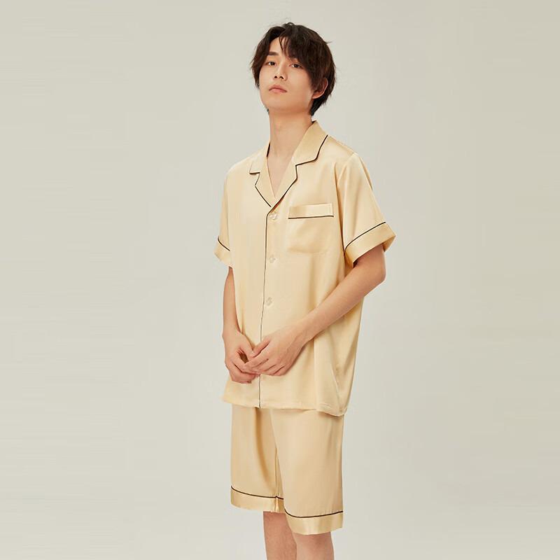 

Мужская пижама Shanmuer из 100% шелка тутового шелкопряда - Домашняя одежда с длинным рукавом и брюками XXL