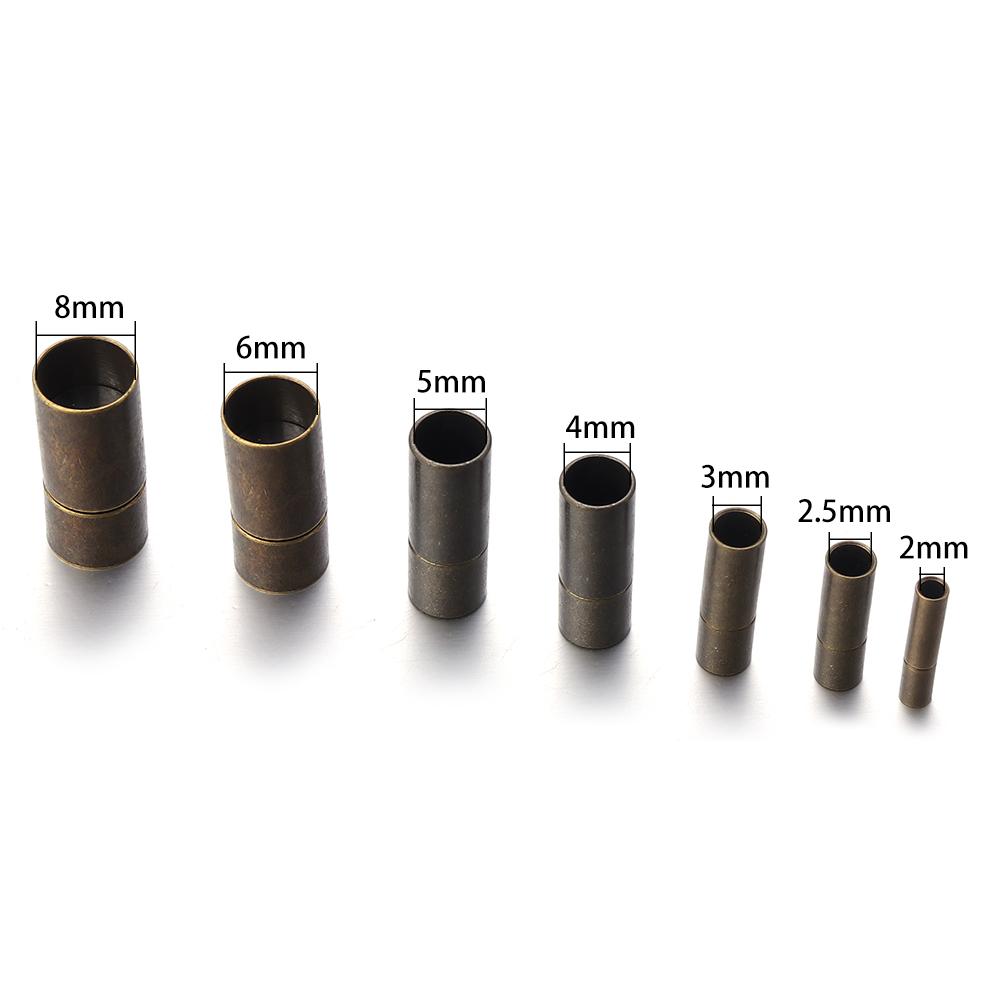 10pcs/lot 2-8mm Copper End Clasps End Caps For Jewelry Making DIY  Round Leather Cord Bracelet Necklace Connector Accessories