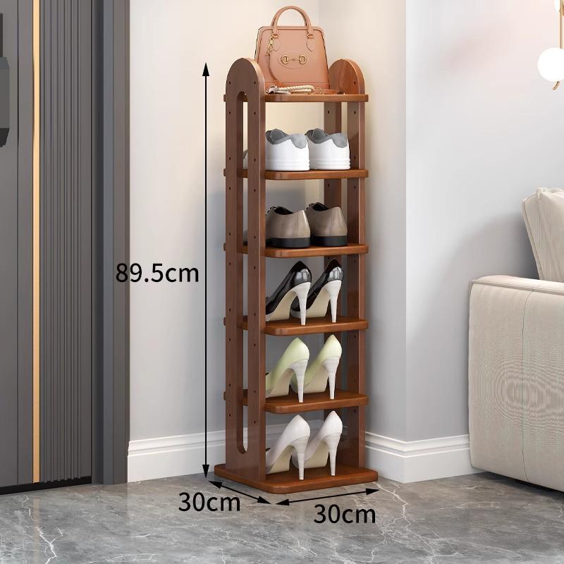 Adjustable Solid Wood Shoe Rack - Slim Entryway Organizer for Small Spaces Multi-Tier Storage Shelf for Dorms/Apartments &Closet