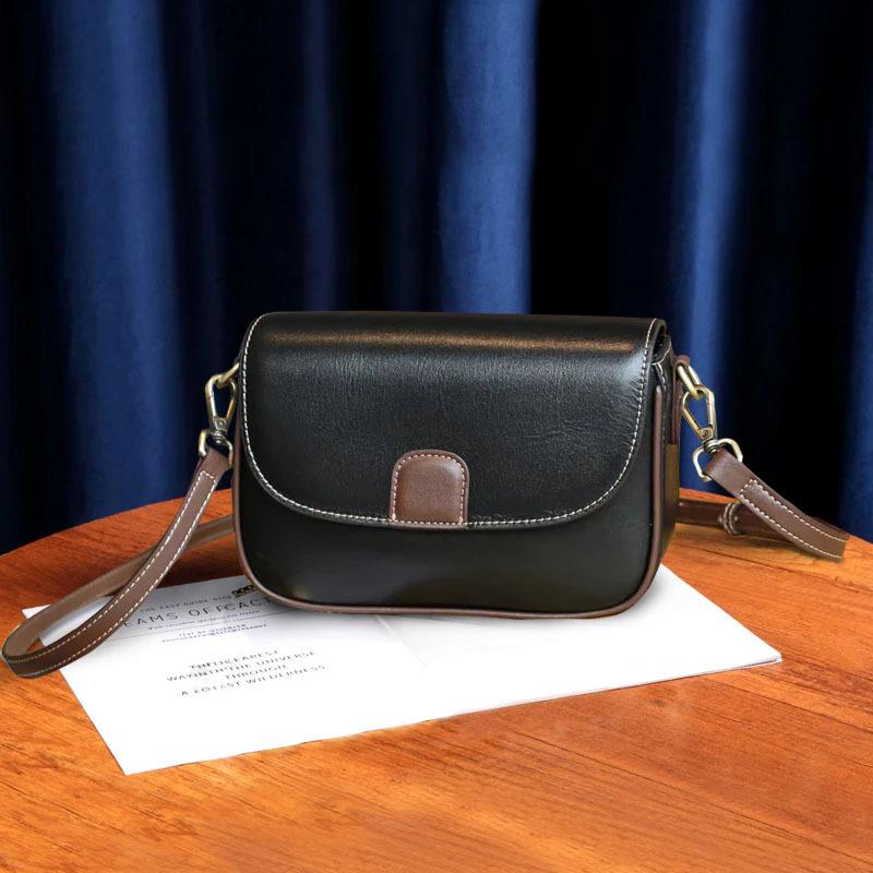 2025 Autumn New Genuine Leather Crossbody Small Square Bag for Women Casual Versatile Cowhide Single Shoulder Fashion Phone Bag