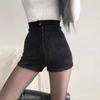 Schwarze Fleecegefütterte Cordshorts mit Hohem Bund - Damen Herbst/Winter Lässige Booty Hotpants