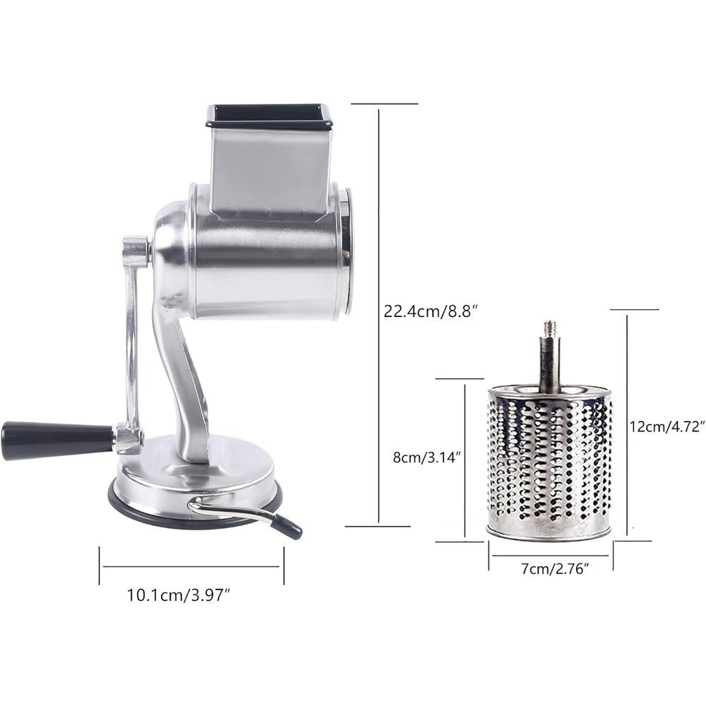 Rotary Cheese Grater Manual Cheese Shredder Multi-function Stainless Steel Vegetable Chopper Cutter with 5 Blades
