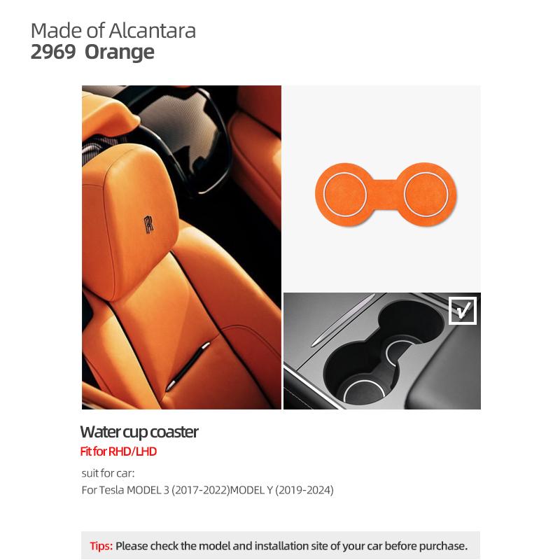 For Tesla 2018- Model 3 Highland Y Juniper Made of Alcantara Wireless Charge Panel Trim Sticker Cup Mat Car Interior Accessories