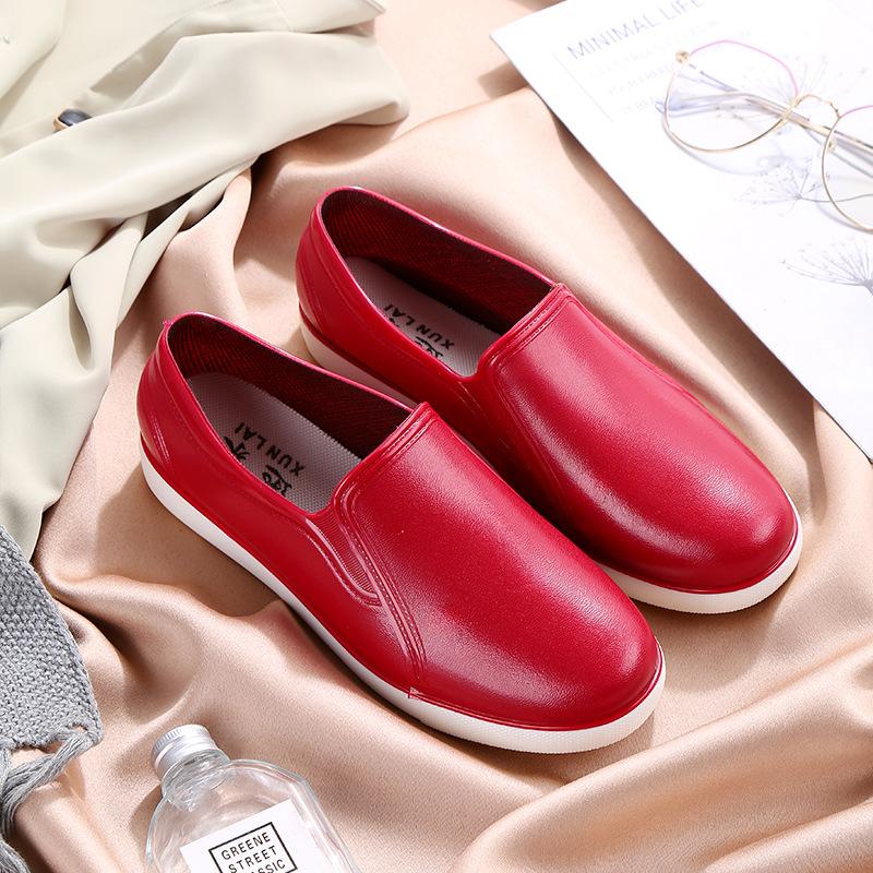 

Весенне-осенние женские нескользящие, водонепроницаемые, износостойкие резиновые туфли с низким верхом 40 красный