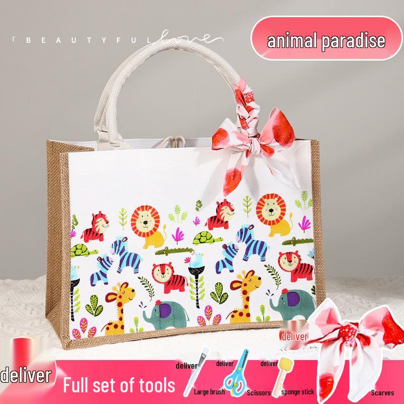 "Handmade Butterfly Canvas Gift Bag for Teacher’s Day and Creative Events"