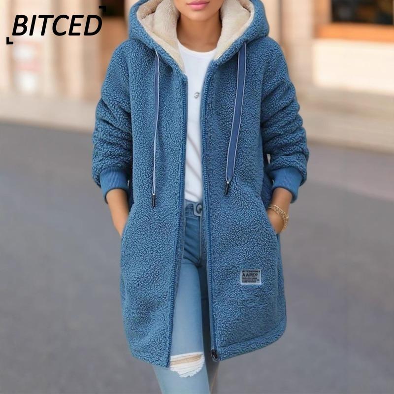 BITCED Women's Vintage Casual Solid Color Print Autumn Winter Long Sleeve Jackets & Coats