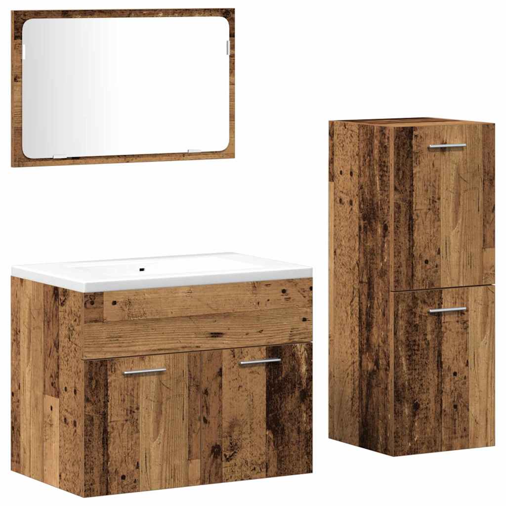 Bathroom Furniture Set 3 pcs Reclaimed Wood 60 x 38.5 x 46 cm