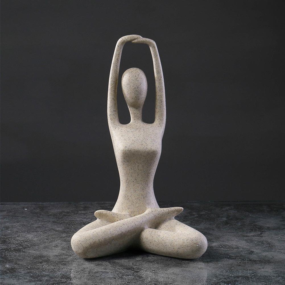 Nordic Minimalist Sandstone Yoga Figure Decor for Living Room Study Home Ornament