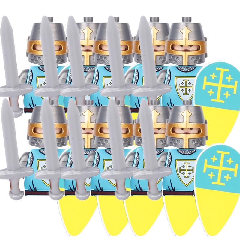 Military Building Blocks Medieval Solider Figures Gifts Toys Weapons Shield Holy Roman Saint Lazarus Jerusalem Knight Legion MOC