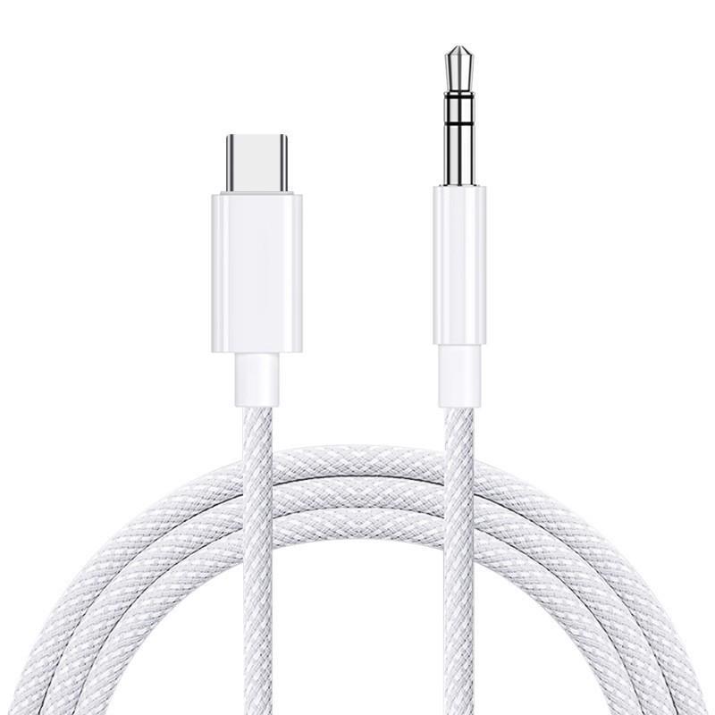 

USB C to 3.5mm Male AUX Audio Cable Nylon Braided Type C Jack AUX Cord for iPhone 17 16 Samsung Car Speaker Headphones Adapter 1Pcs