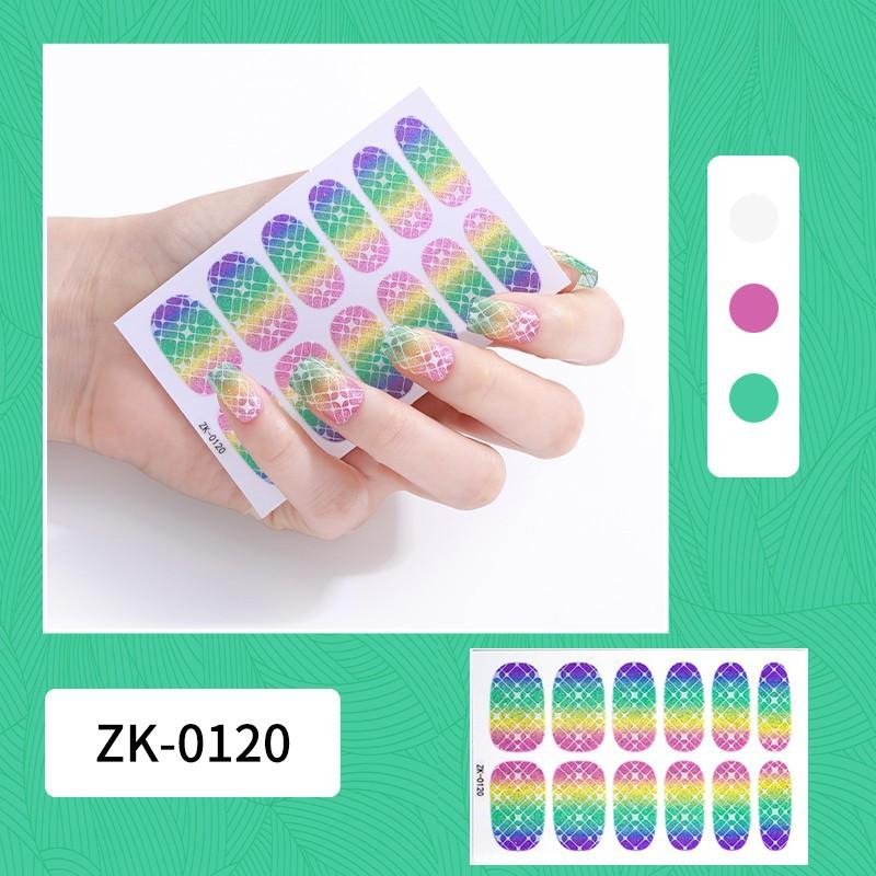 12-finger White No-Bake Nail Decal Fully Coated with Waterproof Long-lasting Nail Patch Simple Wind Nail Polish Adhesive