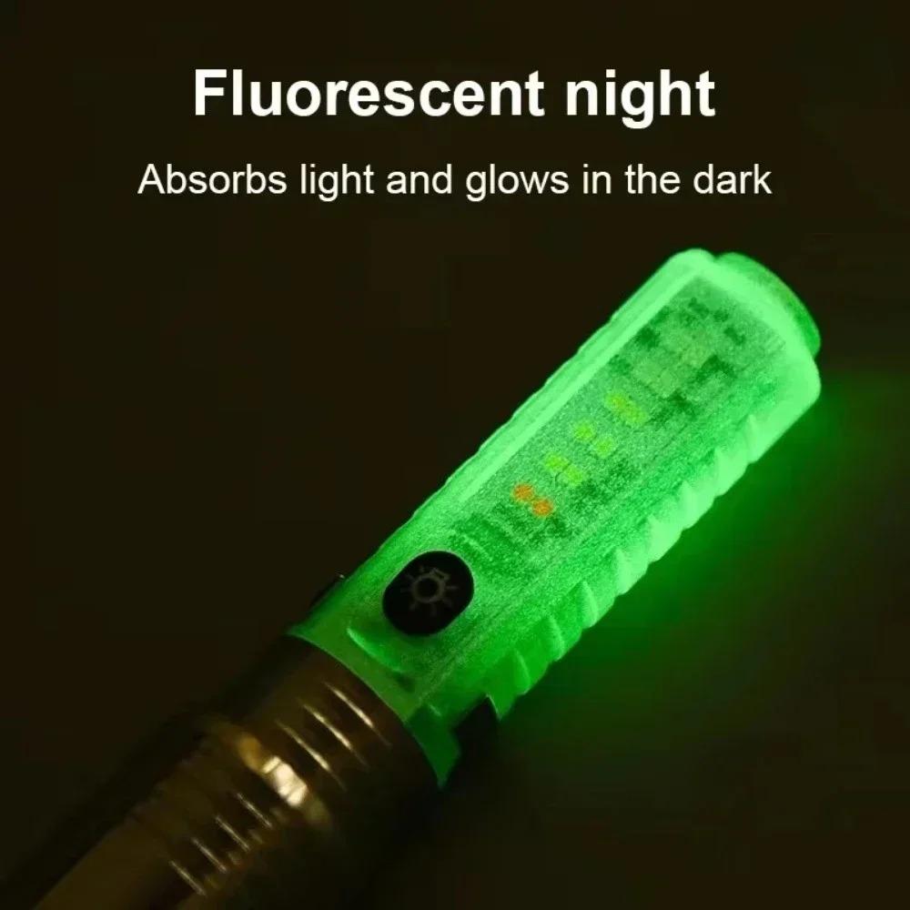 High Power LED Flashlight Zoom USB C Rechargeable Lamp with Sidelight and Tail Magnet Fluorescent Multifunction Torch UV Light