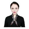 Satin Neck Scarf Irregular Geometric Pattern Wrinkle-resistant Scarf with Magnetic Imitation Pearl Buckle Outfit Accessory