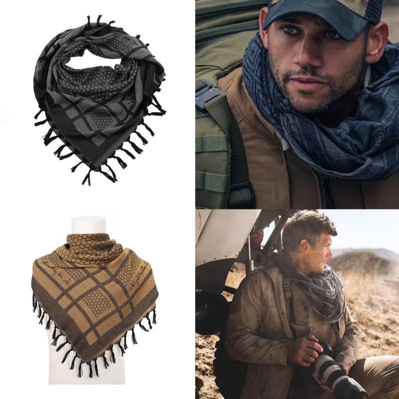 Trendy Adult Shemagh Scarf with Jacquard Pattern Tactically Arab Keffiyeh Scarf