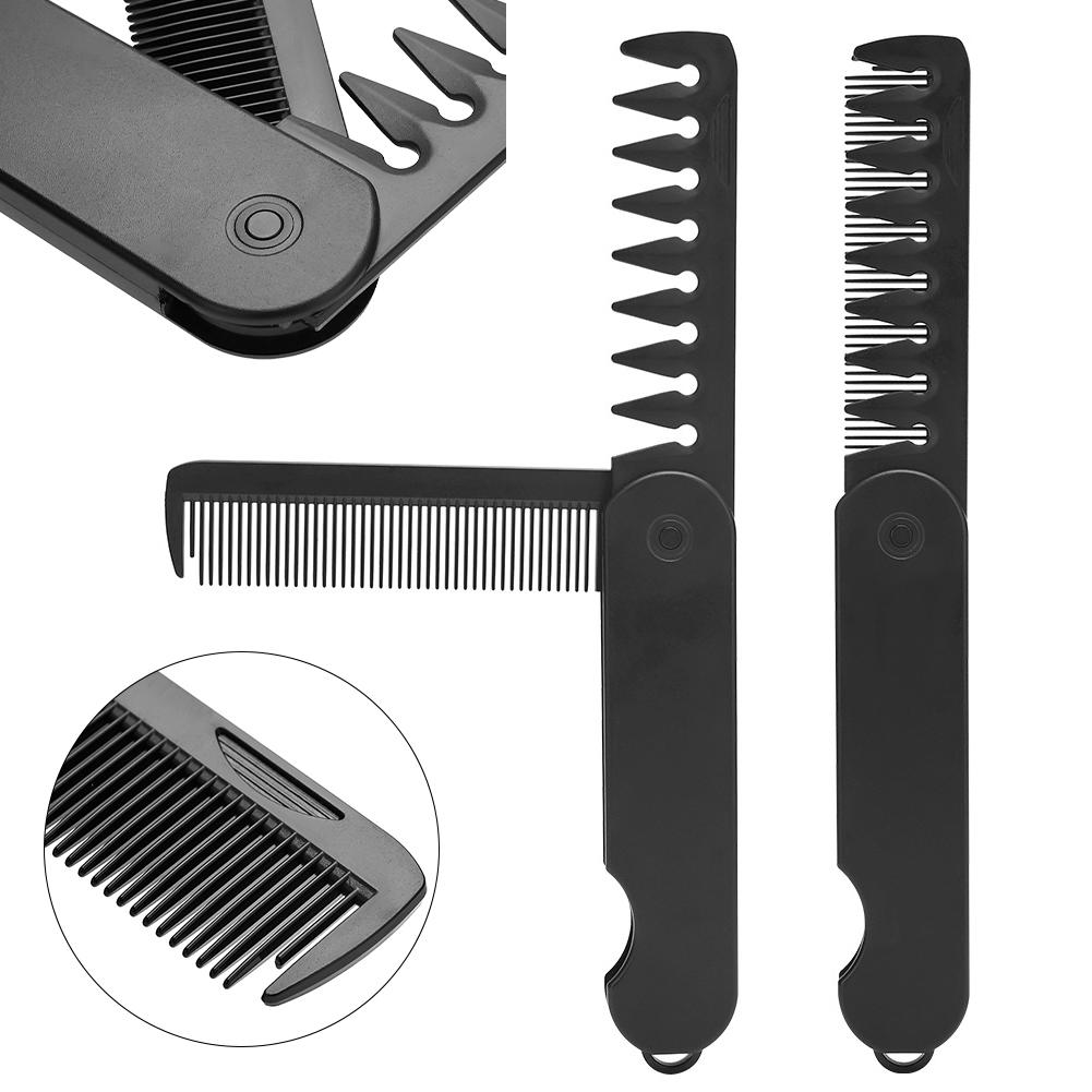 Multifunctional Portable Plastic Folding Pocket Combs Barber Men Oil Head Beard Combs Hair Styling Wide Tooth Combs