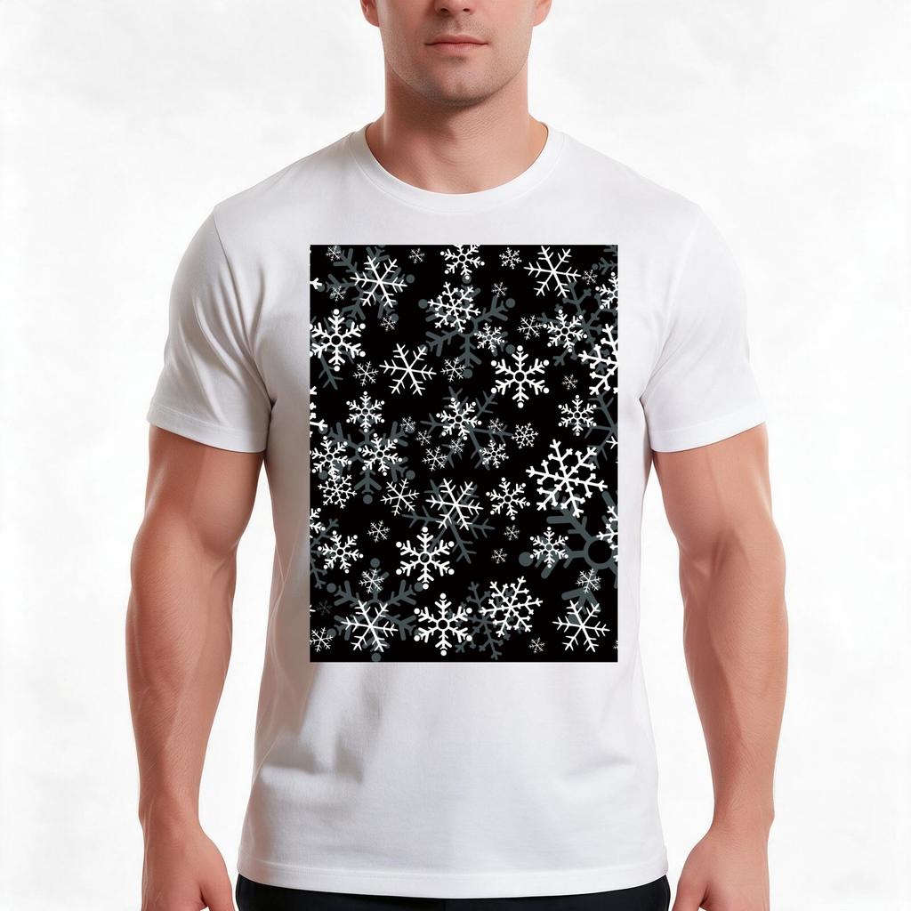 Snowflakes Pattern Tshirt Summer Casual Cotton Tee Oversized Streetwear Tops Vintage Graphic Print Loose Fit Short Sleeve